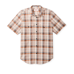 Twin Lakes Short Sleeve Sport Shirt - Beige / Rust Plaid