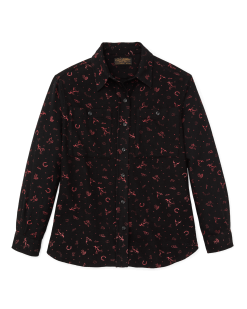The Women's Rangeland Flannel Shirt - Black / Red Western